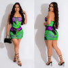 Lace-up Waist Butterfly Print 2PC Skirt