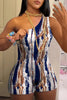 Abstract Printing Oblique Shoulder Jumpsuit