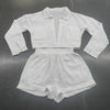 Deep V Neck Long Sleeve Pocket Pullover Set