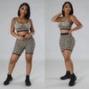 Elastic knitted printed sports vest two-piece suit
