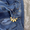 Metal button hollow Fried Dough Twists love jeans