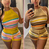 Knitted Backless Halter Top & Bottom 2PC Set