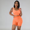Elastic knitted printed sports vest two-piece suit