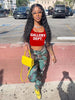Letter PrintedExposed Crop Top