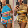 Knitted Backless Halter Top & Bottom 2PC Set