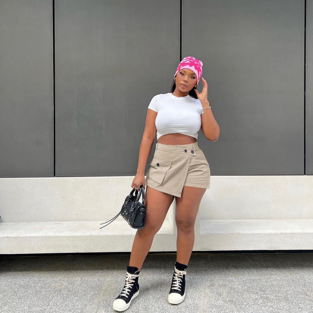 Zipper Pocket Skirt Shorts