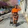 Camouflage Wash Pocket Slit Tassel Machine Eye Strap Skirt