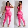 Deep V High Waist Glossy Jumpsuit