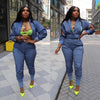 Zipper Panel Denim Thread Set