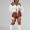 Deep Pocket Strap Leather Shorts