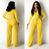 Long sleeved solid color low cut two-piece set