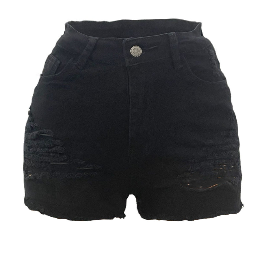 High Waist Elastic Ripped Jeans