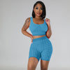 Elastic knitted printed sports vest two-piece suit