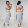 Solid Color High Waist Ruffles Navel Slim Fit Suit